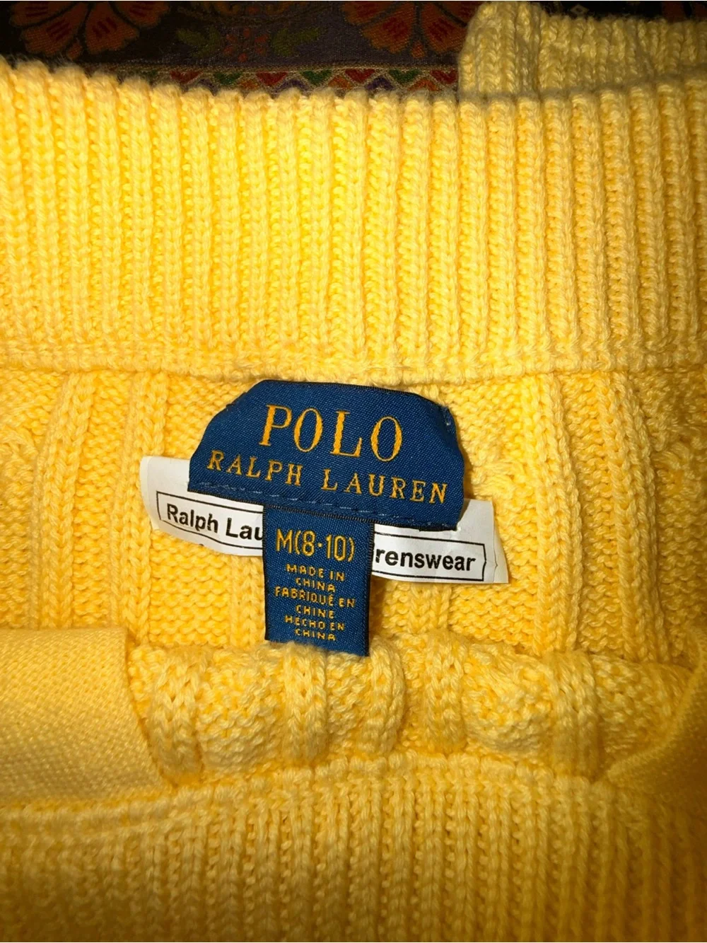 Ralph Lauren Kids Pale Yellow Cable Knit Wide-Leg Sweatpants